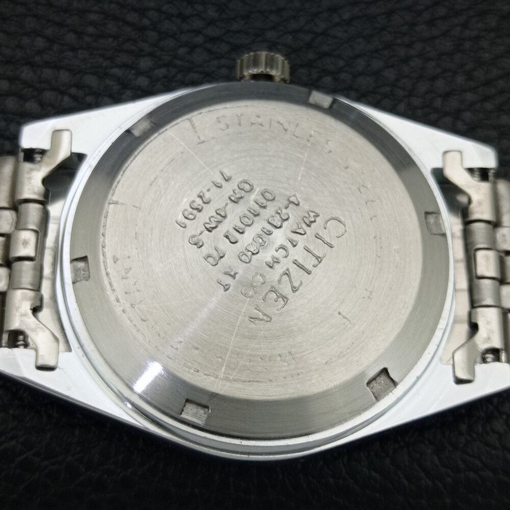 Vintage 1976 Citizen Automatic Mens Silver Watch W/daydate & Blue accents - Picture 8 of 10